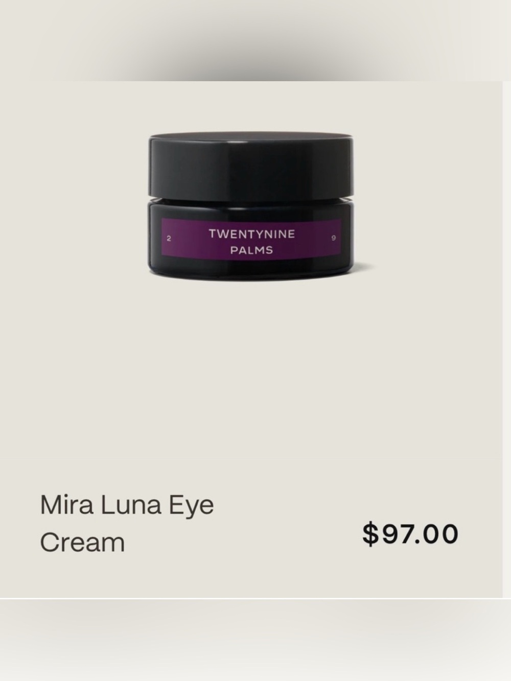NWOB TwentyNine Palms Mira Luna Eye Cream